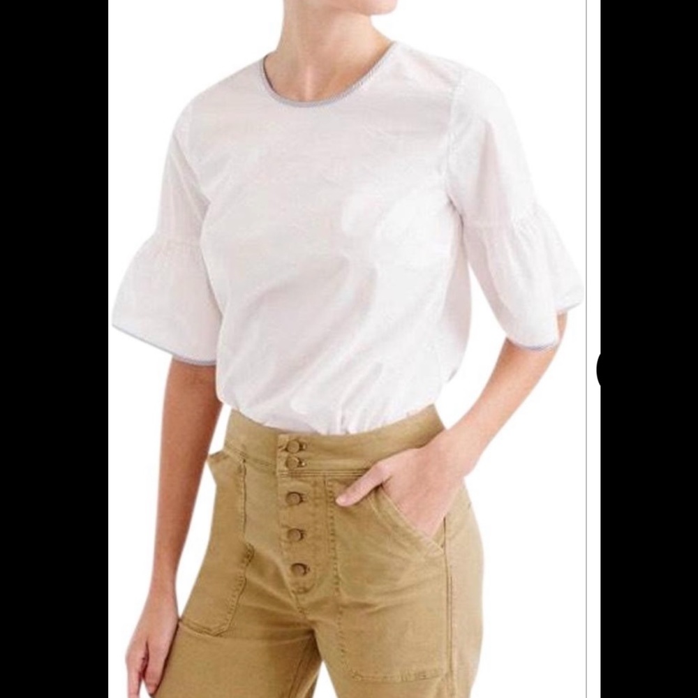 J.Crew
White Tipped Button Back Bell Sleeve Blouse